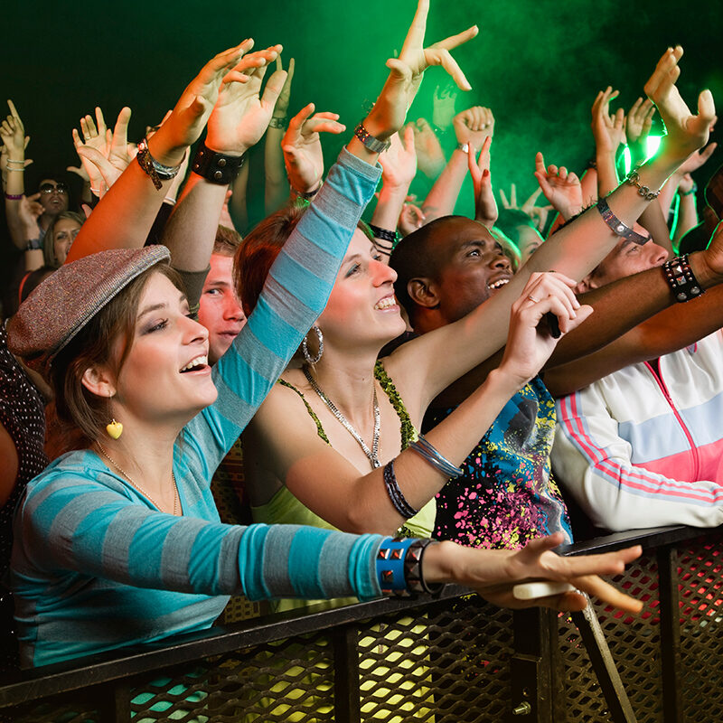 Musician and performance protection keeping fans at a distance.